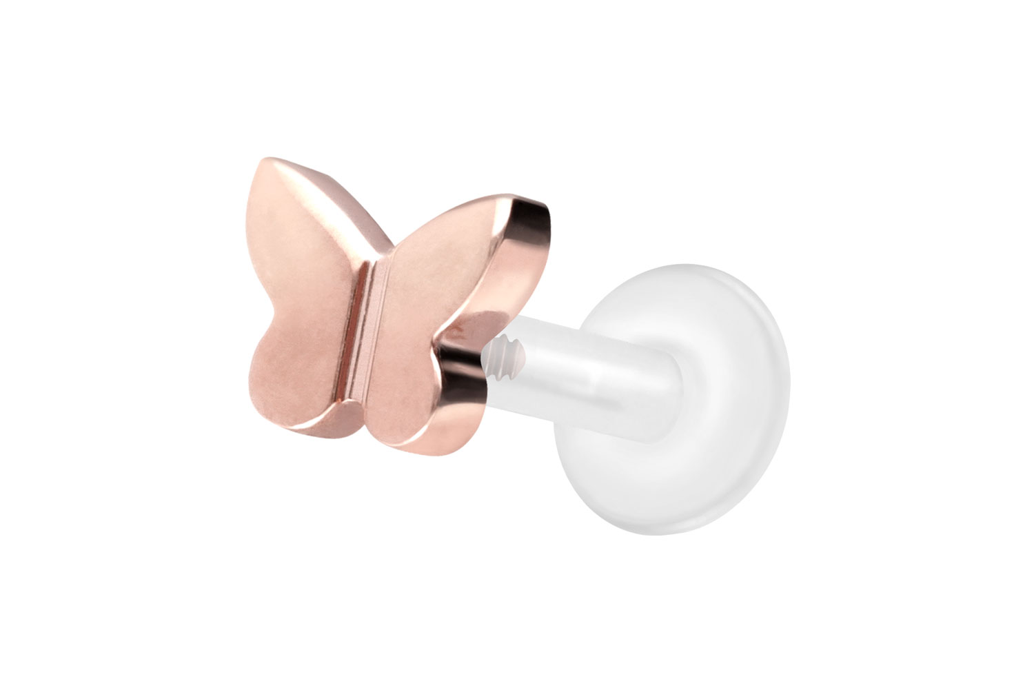 PTFE Labret Piercing mit Innengewinde + Titan-Aufsatz SCHMETTERLING